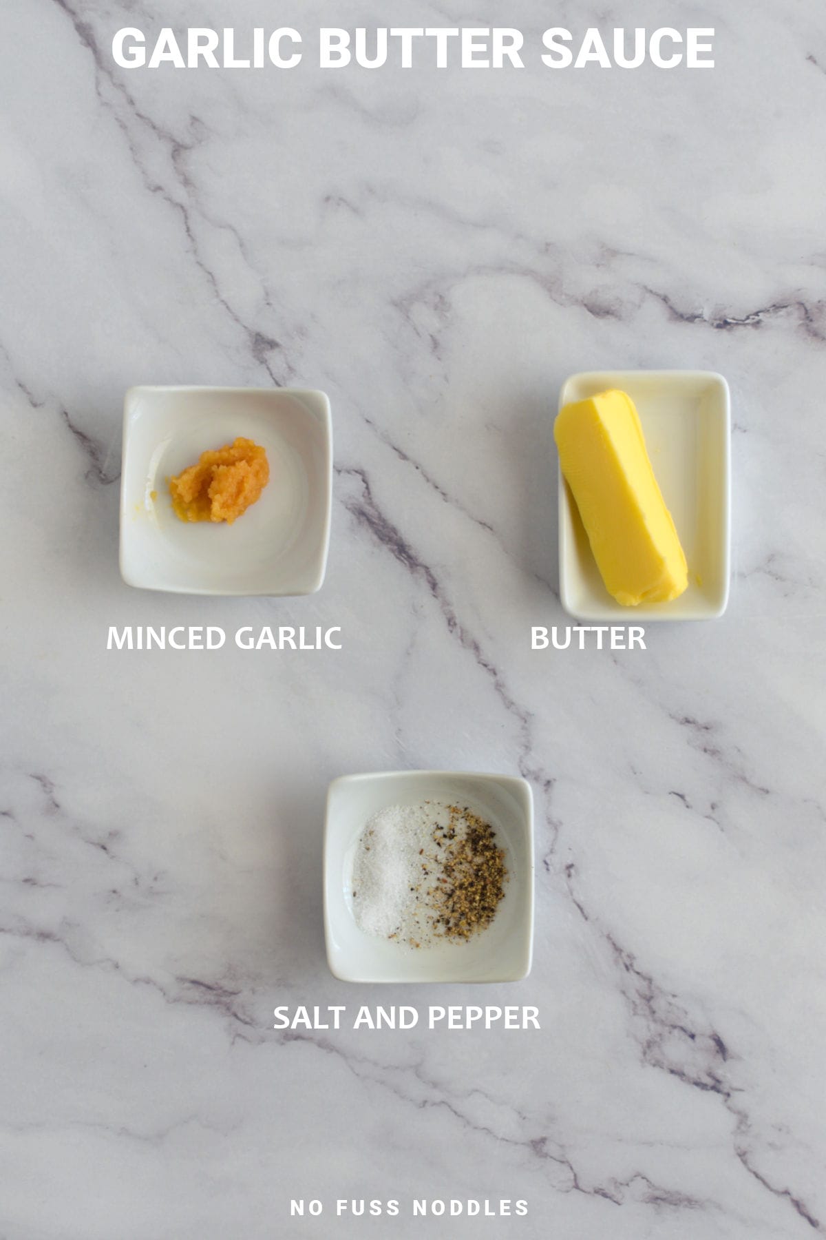 Ingredients for garlic butter sauce.
