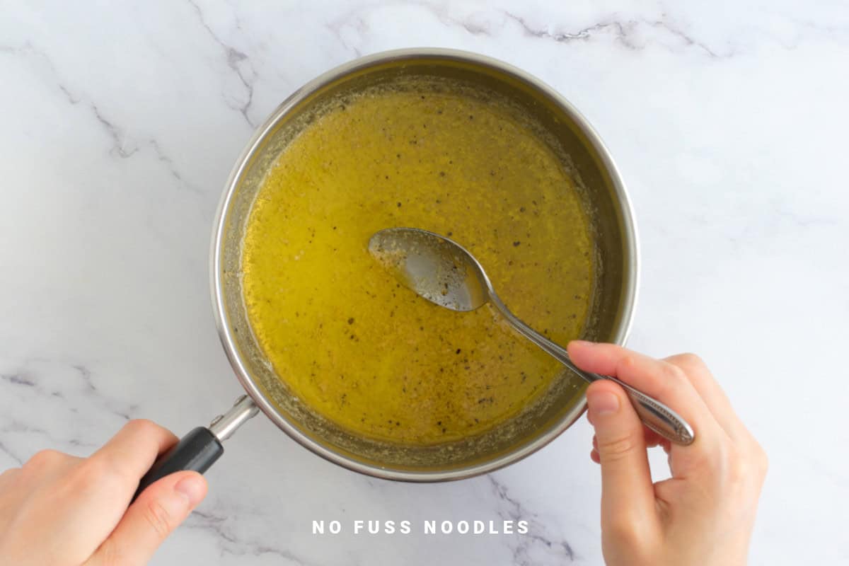 Melting butter in a saucepan.