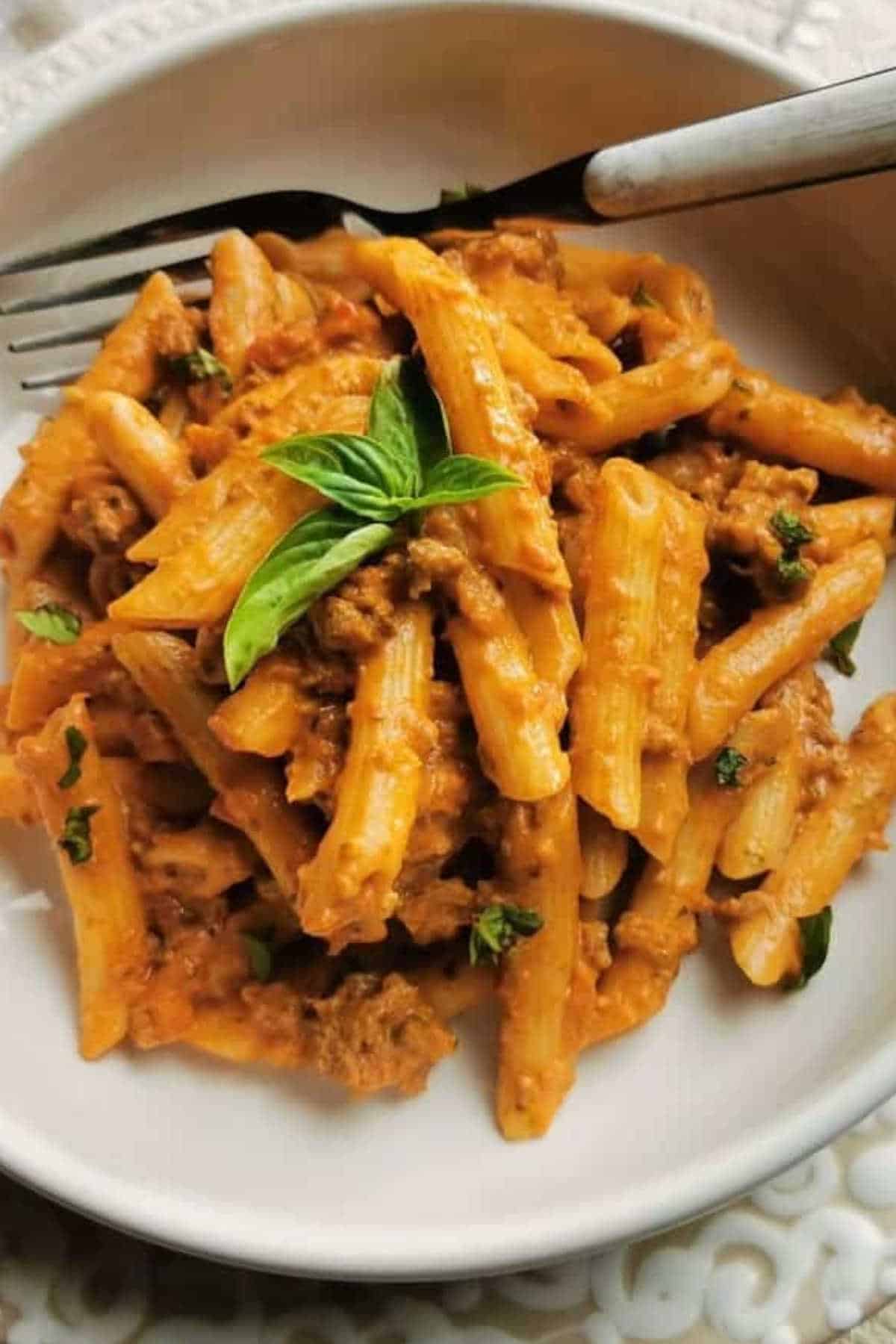 Close up image of creamy beef ragu.