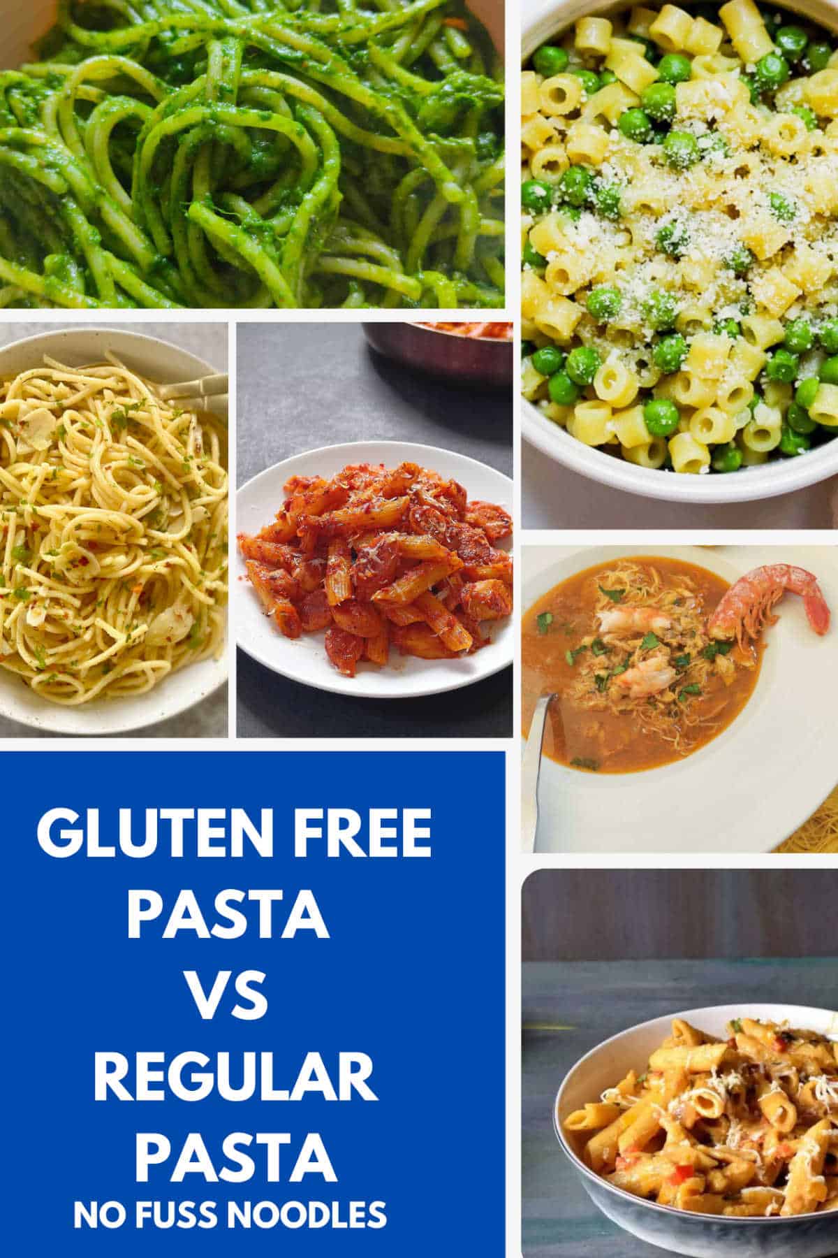 Images of pasta recipes.