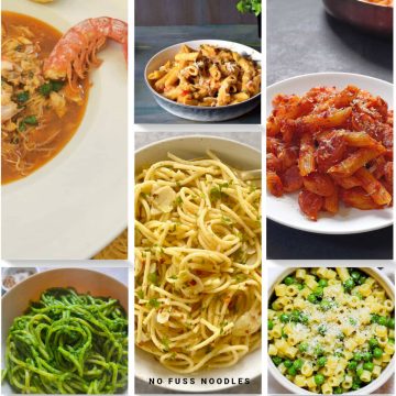 Collection of pasta recipe images.