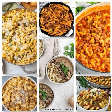 Collection of ground beef pasta recipes.
