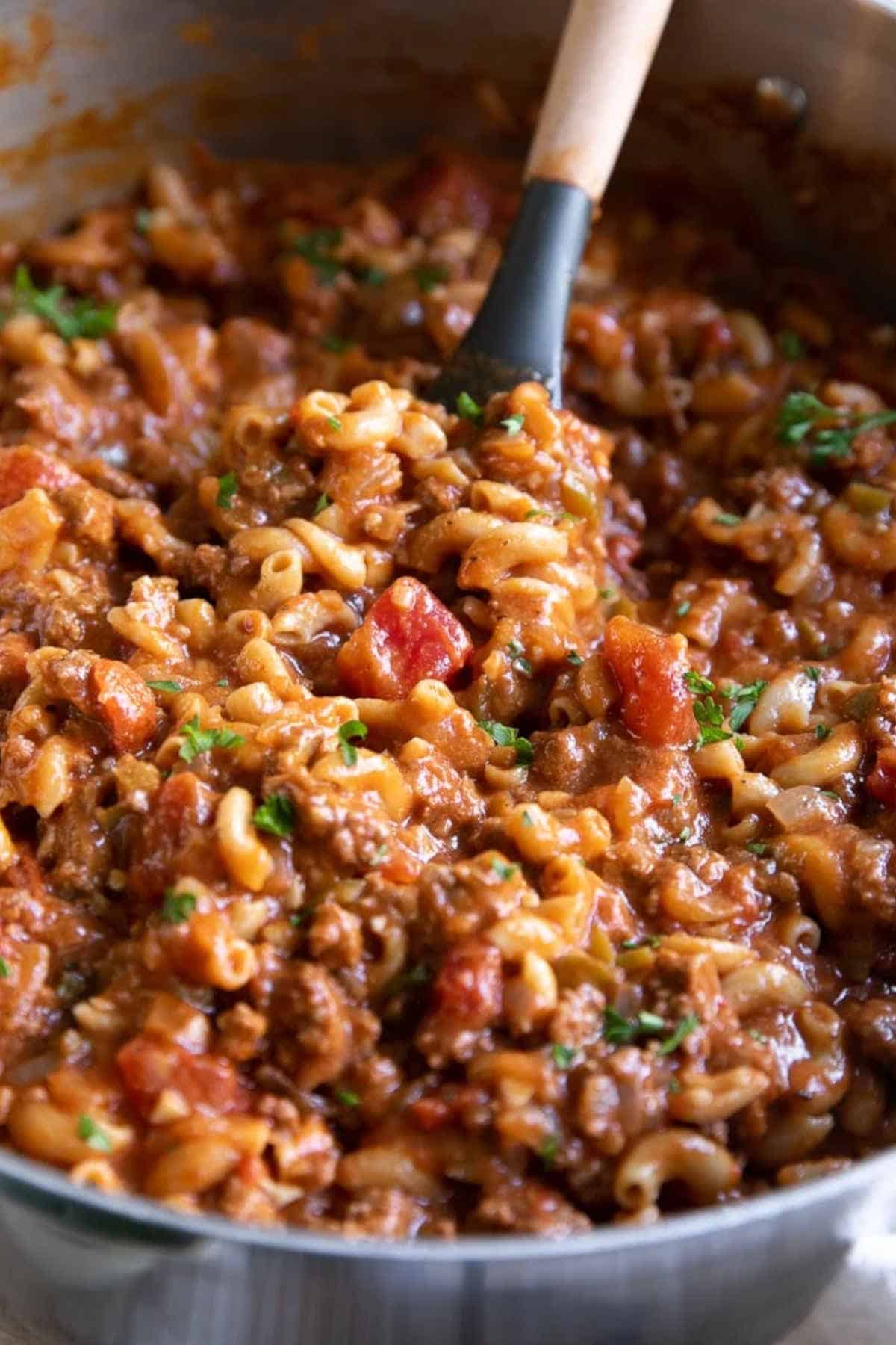 Close up image of goulash.