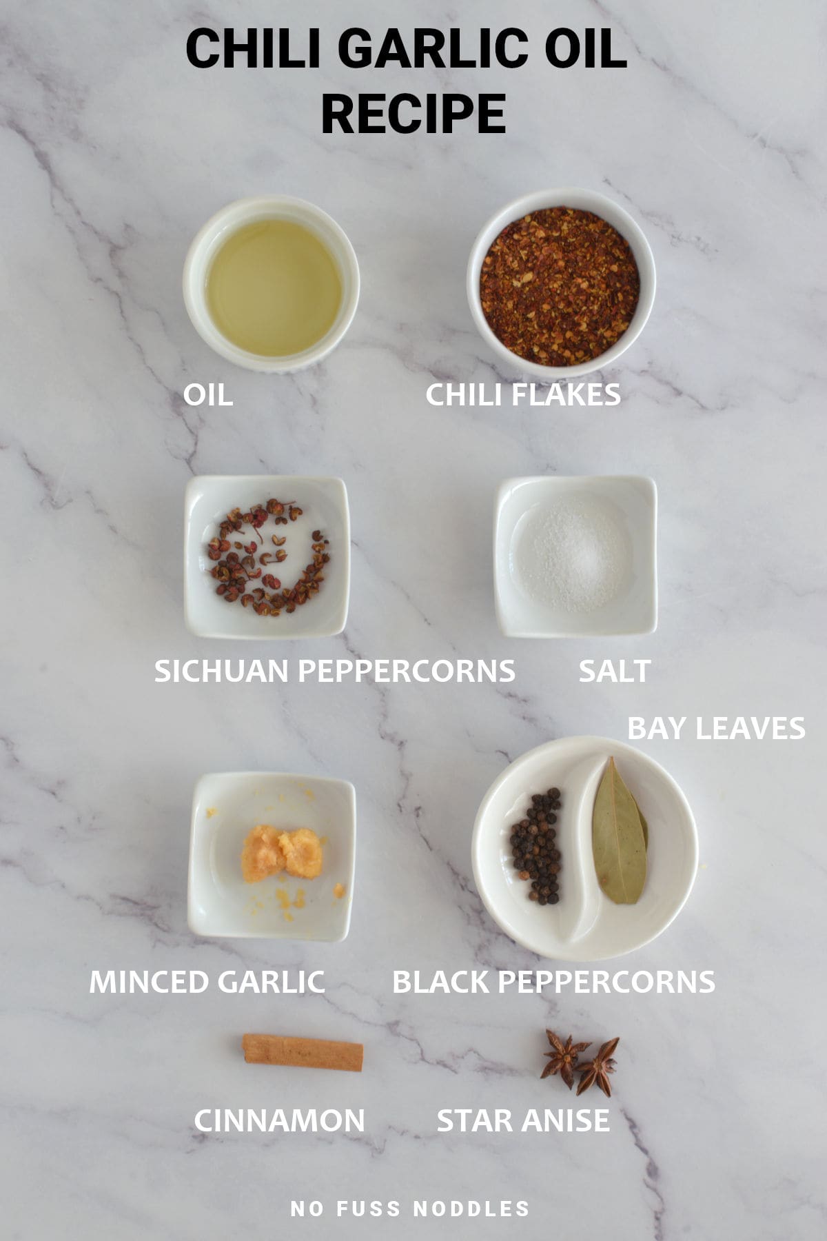 Ingredients for chili garlic oil.