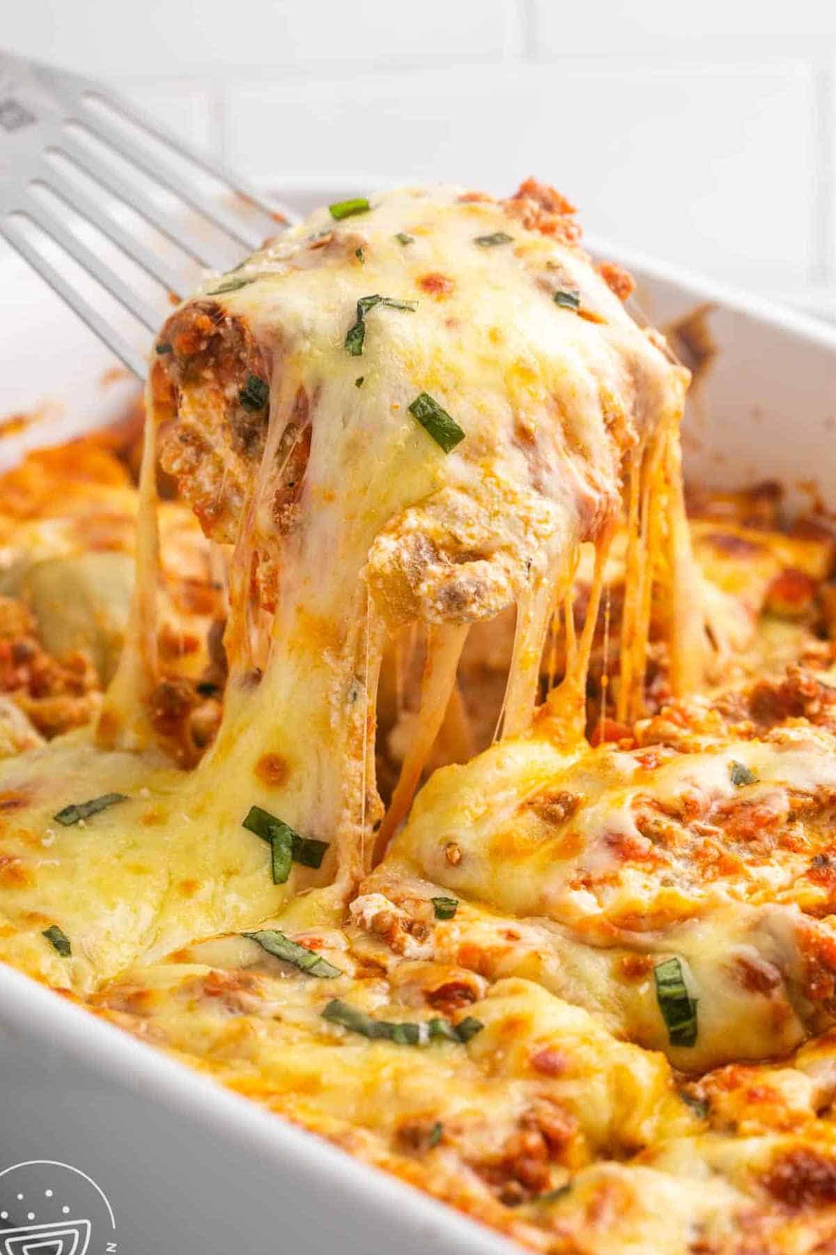 Close up image of ravioli lasagne.