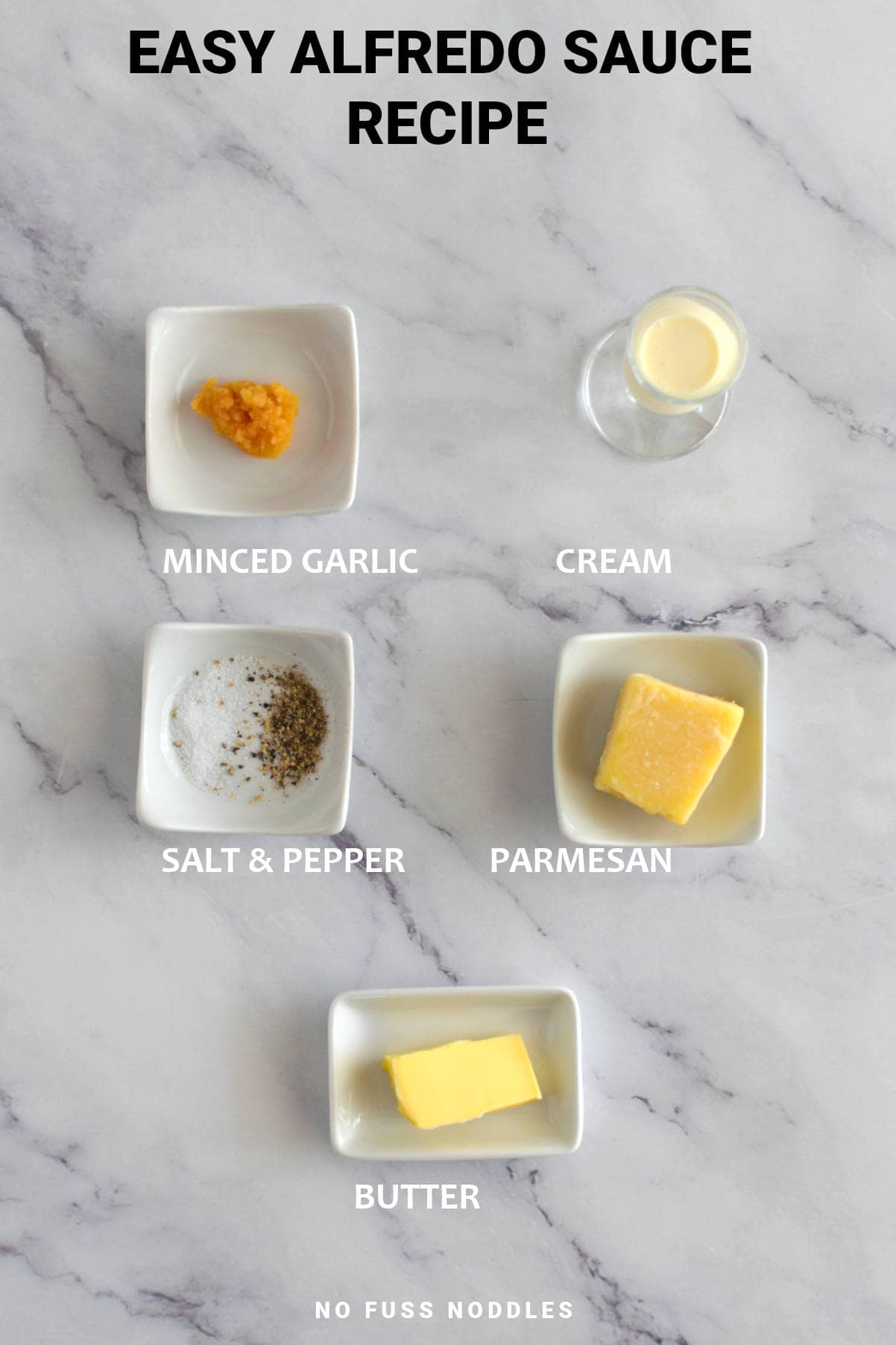 Ingredients for alfredo sauce.